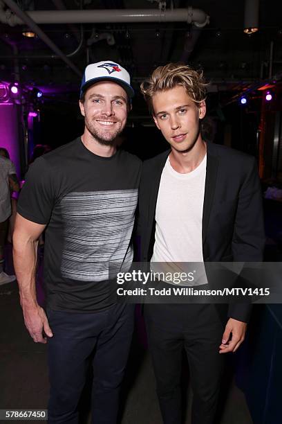 Actors Stephen Amell and Austin Butler attends the MTV Fandom Awards San Diego at PETCO Park on July 21, 2016 in San Diego, California.