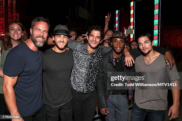 Actors JR Bourne, Cody Christian, Host Tyler Posey, actors Khylin Rhambo and Dylan Sprayberry attend the MTV Fandom Awards San Diego at PETCO Park on...