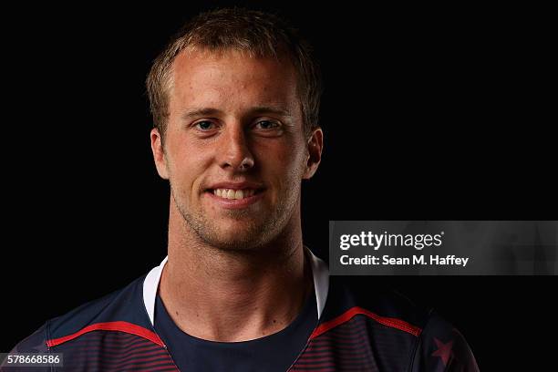 Ben Pinkelman of the USA Rugby Mens Sevens Team poses for a portrait at the Olympic Training Center on July 21, 2016 in Chula Vista, California.