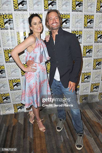 Sarah Wayne Callies and Josh Holloway attend the press line for 'Colony' on July 21, 2016 in San Diego, California.