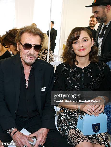 Singer Johnny Hallyday and actress Marion Cotillard attend the Christian Dior Haute Couture Fall/Winter 2016-2017 show as part of Paris Fashion Week...