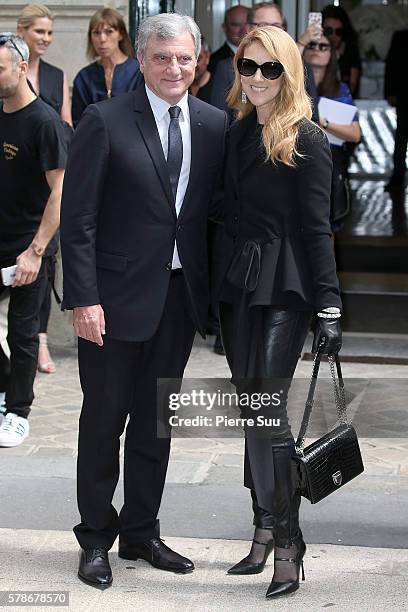 Sidney Toledano and Celine Dion arrive at the Christian Dior Haute Couture Fall/Winter 2016-2017 show as part of Paris Fashion Week on July 4, 2016...