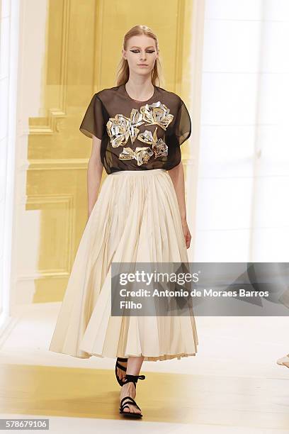 Model walks the runway during the Christian Dior Haute Couture Fall/Winter 2016-2017 show as part of Paris Fashion Week on July 4, 2016 in Paris,...