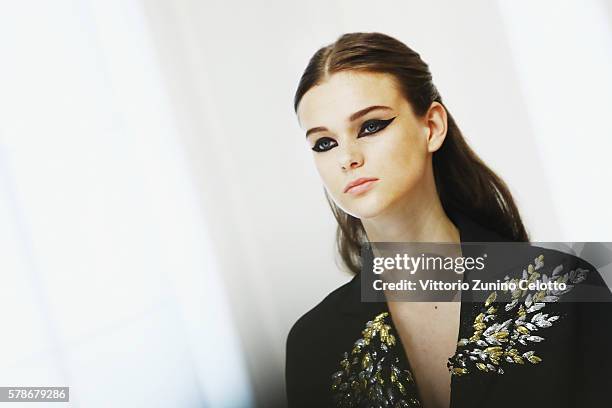 Model walks the runway during the Christian Dior Haute Couture Fall/Winter 2016-2017 show as part of Paris Fashion Week on July 4, 2016 in Paris,...