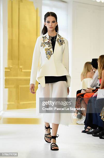 Model walks the runway during the Christian Dior Haute Couture Fall/Winter 2016-2017 show as part of Paris Fashion Week on July 4, 2016 in Paris,...