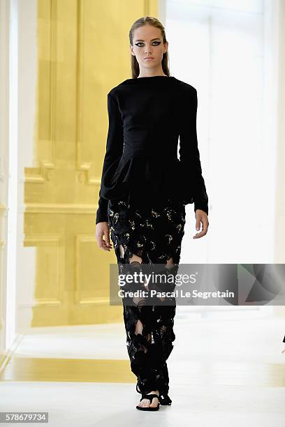 Model walks the runway during the Christian Dior Haute Couture Fall/Winter 2016-2017 show as part of Paris Fashion Week on July 4, 2016 in Paris,...