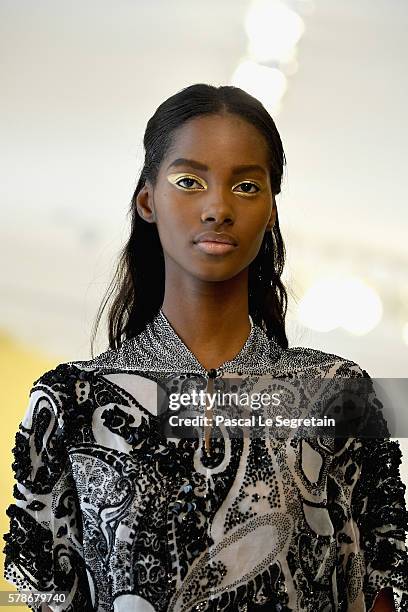 Model walks the runway during the Christian Dior Haute Couture Fall/Winter 2016-2017 show as part of Paris Fashion Week on July 4, 2016 in Paris,...