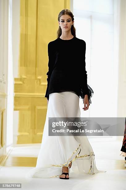 Model walks the runway during the Christian Dior Haute Couture Fall/Winter 2016-2017 show as part of Paris Fashion Week on July 4, 2016 in Paris,...