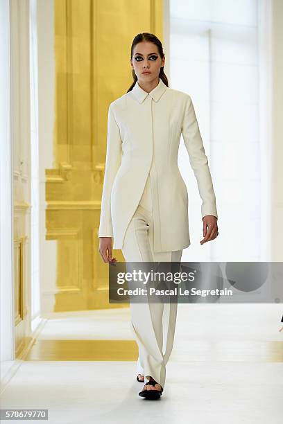 Model walks the runway during the Christian Dior Haute Couture Fall/Winter 2016-2017 show as part of Paris Fashion Week on July 4, 2016 in Paris,...