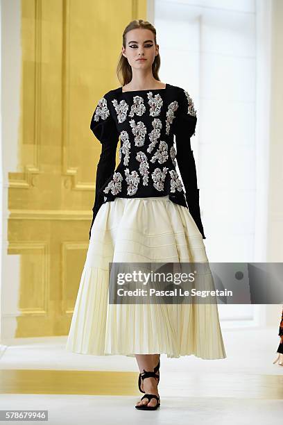 Model walks the runway during the Christian Dior Haute Couture Fall/Winter 2016-2017 show as part of Paris Fashion Week on July 4, 2016 in Paris,...