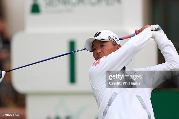 Kohki Idoki of Japan in action during the second round of the Senior Open Championship played at Carnoustie on July 22, 2016 in Carnoustie, United...