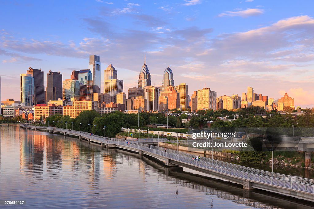 Philadelphia skyline with Schuylkill River