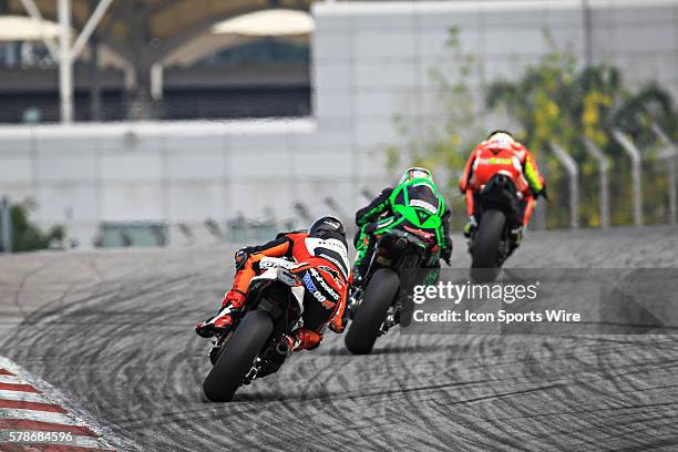 Loriz Baz of NGM Forward Racing in action during the third day of the second official MotoGP testing session held at Sepang International Circuit in...