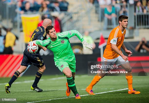 Houston Dynamo goalkeeper Tally Hall during the MLS game between Houston Dynamo and the Philadelphia Union at PPL Park in Philadelphia, Pennsylvania....