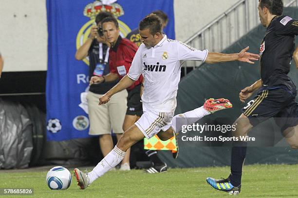 Real Madrid Forward Jese Rodriguez shoots the ball during the World Football Challenge friendly match between Real Madrid and the Philadelphia Union...