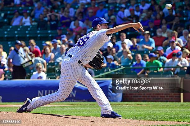 Chicago Cubs starting pitcher Jacob Turner pitching as the Chicago Cubs played spoiler, by defeating the Milwaukee Brewers, 4-2 at Wrigley Field,...
