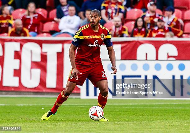 Real Salt Lake defender Chris Schuler during the MLS game between Real Salt Lake and the Portland Timbers at Rio Tinto Stadium in Sandy, Utah.