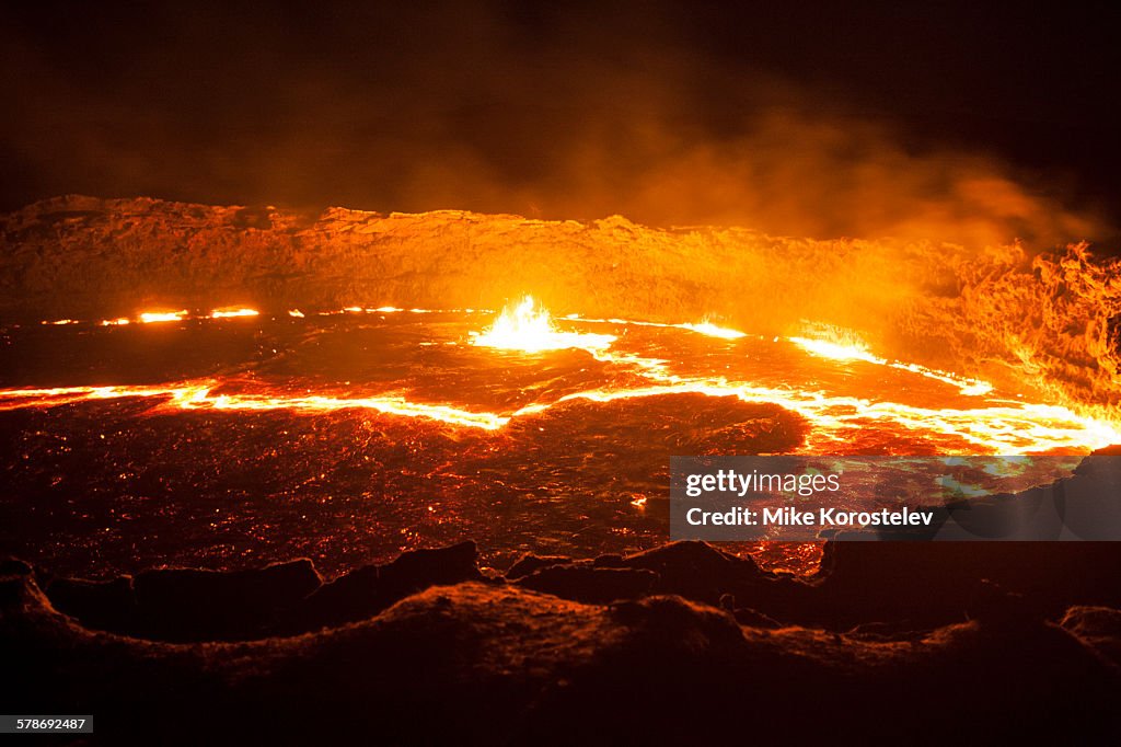Lava lake of Erta Ale volcano in Ethiopia