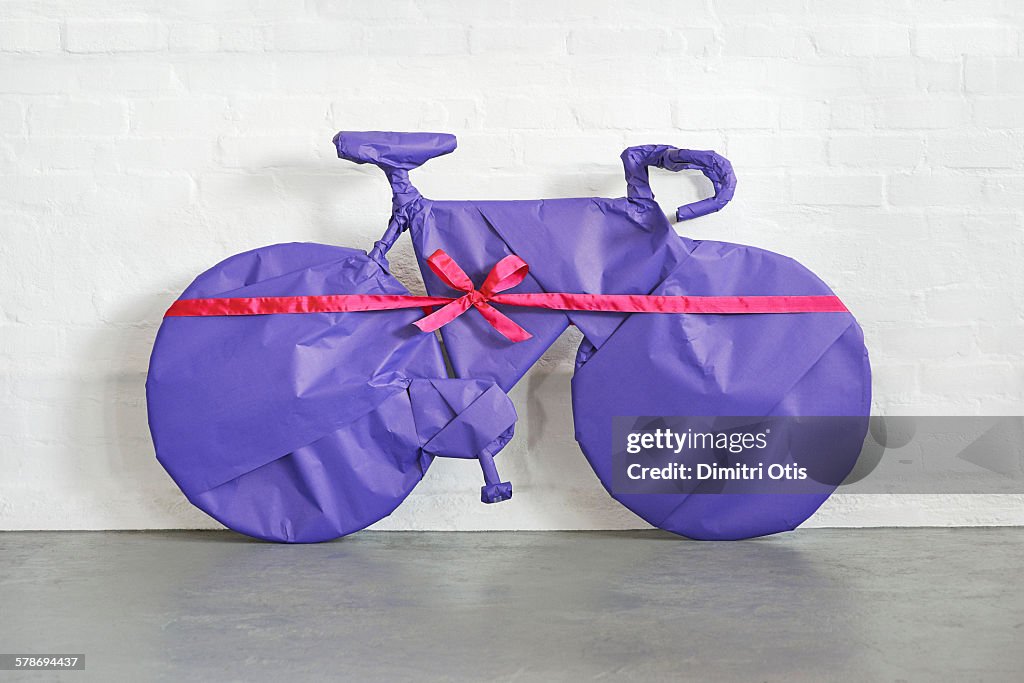 Bicycle gift wrapped