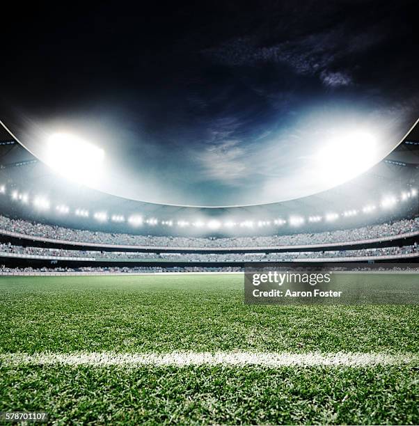 ilustrações de stock, clip art, desenhos animados e ícones de sports stadium at night - campo de futebol