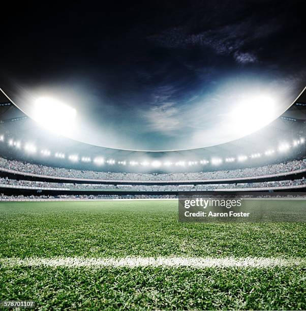 ilustrações, clipart, desenhos animados e ícones de sports stadium at night - ninguém