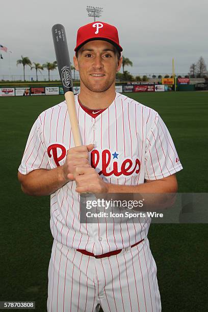 Cord Phelps during the Phillies Photo Day workout at Bright House Field in Clearwater, Florida.