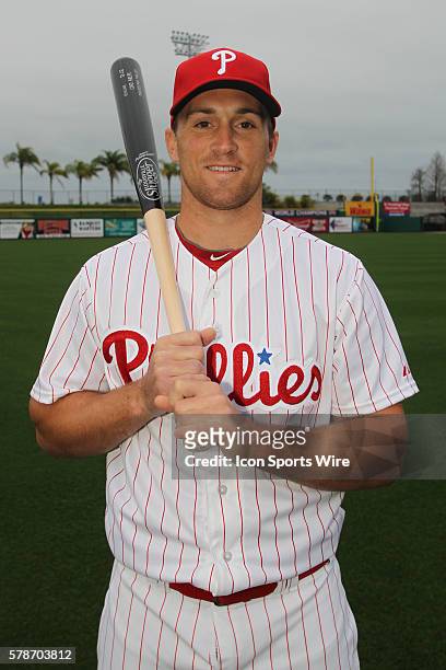 Cord Phelps during the Phillies Photo Day workout at Bright House Field in Clearwater, Florida.