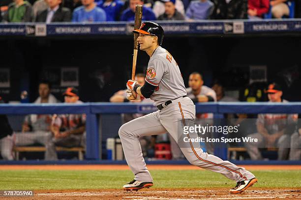 Baltimore Orioles infielder Ryan Flaherty in action. The Baltimore Orioles defeated the Toronto Blue Jays 10 - 8 at the Rogers Centre, Toronto...