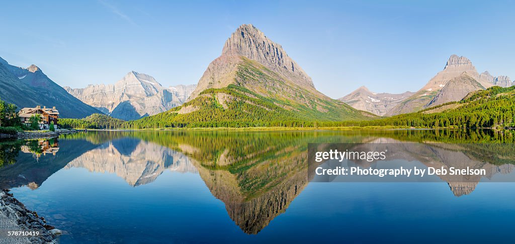 Perfect reflection of mt grinnell and many glacier