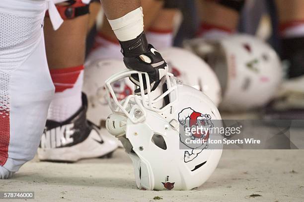 Fresno State helmet during the NCAA Division I game between the San Diego State Aztecs and the Fresno State Bulldogs at Qualcomm Stadium in San...