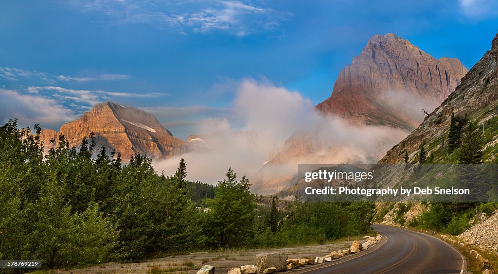 Road to Many Glacier with Fog