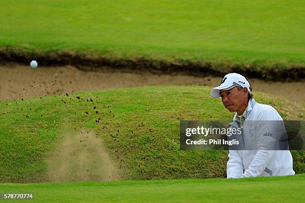 Kohki Idoki of Japan in action during the second round of the Senior Open Championship played at Carnoustie on July 22, 2016 in Carnoustie, United...