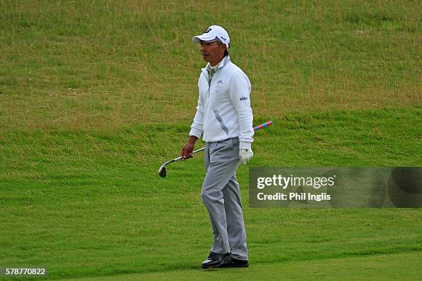 Kohki Idoki of Japan in action during the second round of the Senior Open Championship played at Carnoustie on July 22, 2016 in Carnoustie, United...