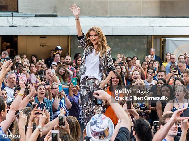 Singer Celine Dion performs on NBC's 'Today' at Rockefeller Plaza on July 22, 2016 in New York City.