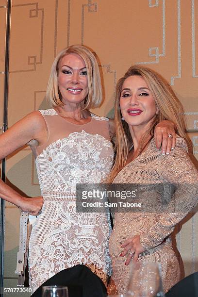 Janet Roach and New Sydney Houswife Matty Samaei during the Miss World Australia 2016 National Final at Crown Palladium on July 22, 2016 in...