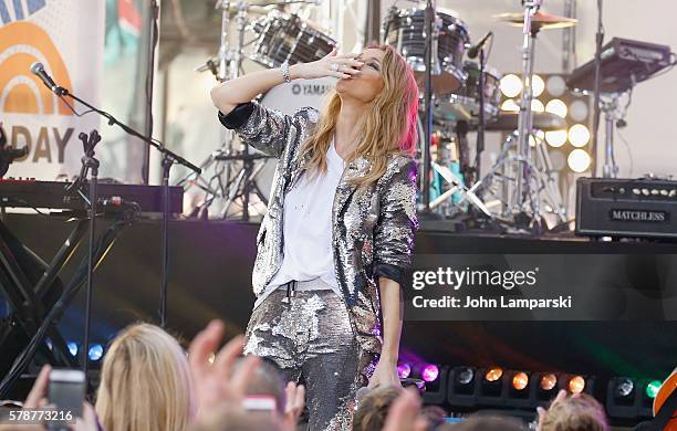 Celine Dion performs on NBC's "Today" at Rockefeller Plaza on July 22, 2016 in New York City.