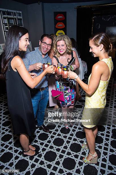 Natalie Zfat, Hallie Friedman and Grant Friedman attend the Bad Moms New York party hosted by Natalie Zfat at Beautique on July 21, 2016 in New York...