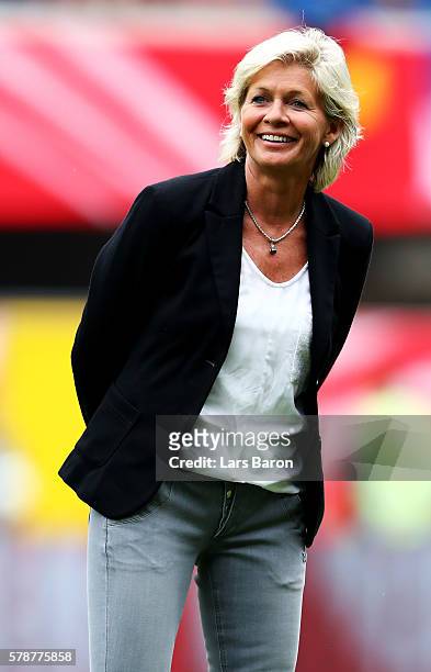 HEad coach Silvia Neid of ermany smiles during the women's international friendly match between Germnay and Ghana at Benteler Arena on July 22, 2016...