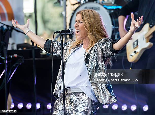 Singer Celine Dion performs on NBC's 'Today' at Rockefeller Plaza on July 22, 2016 in New York City.