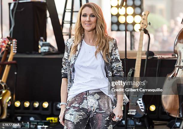 Singer Celine Dion performs on NBC's 'Today' at Rockefeller Plaza on July 22, 2016 in New York City.