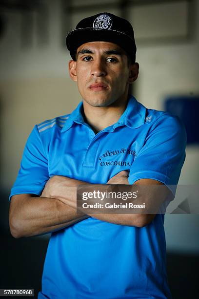 Light flyweight boxer Leandro Blanc of Argentina during an exclusive photo session at CeNARD on July 21, 2016 in Buenos Aires, Argentina.