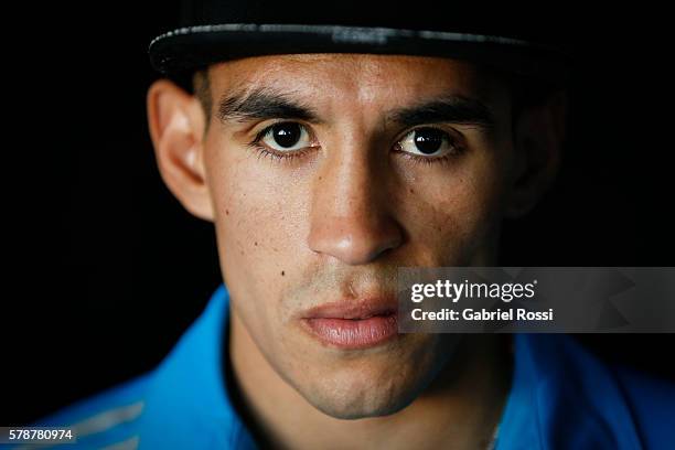 Light flyweight boxer Leandro Blanc of Argentina during an exclusive photo session at CeNARD on July 21, 2016 in Buenos Aires, Argentina.