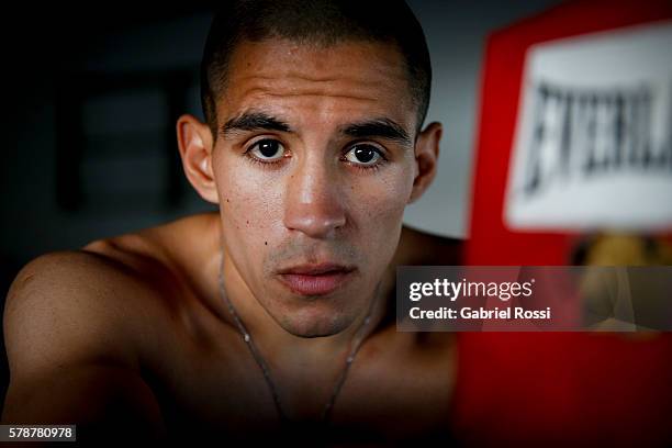 Light flyweight boxer Leandro Blanc of Argentina during an exclusive photo session at CeNARD on July 21, 2016 in Buenos Aires, Argentina.