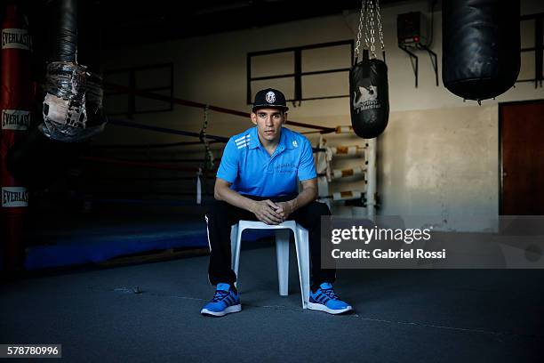 Light flyweight boxer Leandro Blanc of Argentina during an exclusive photo session at CeNARD on July 21, 2016 in Buenos Aires, Argentina.