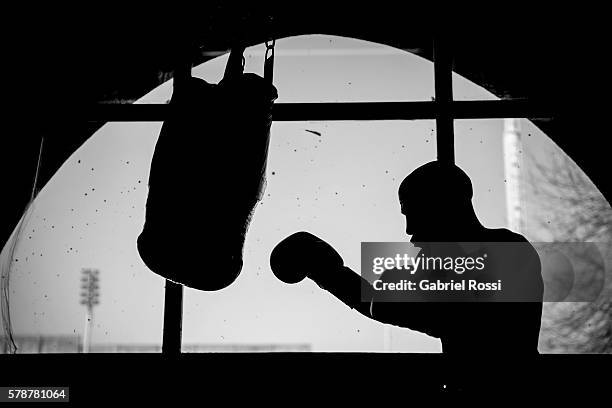 Light flyweight boxer Leandro Blanc of Argentina during an exclusive photo session at CeNARD on July 21, 2016 in Buenos Aires, Argentina.