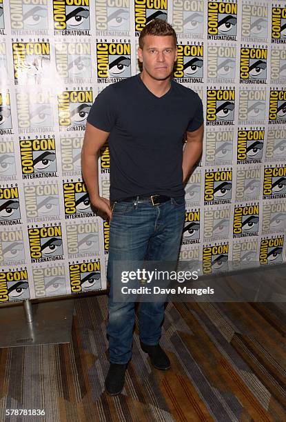 Actor David Boreanaz attends Comic-Con International 2016 "Bones" press line at Hilton Bayfront on July 22, 2016 in San Diego, California.