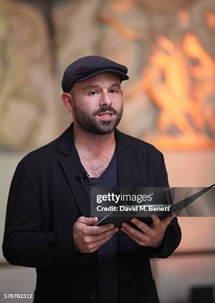 Actor Anatol Yusef reads "Poets, Warriors" by Gabriele Tinti at The British Museum on July 22, 2016 in London, England.