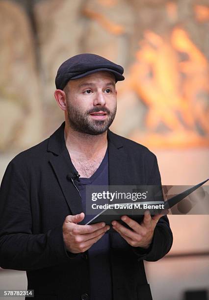 Actor Anatol Yusef reads "Poets, Warriors" by Gabriele Tinti at The British Museum on July 22, 2016 in London, England.