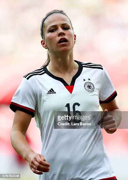 Melanie Leupolz is seen during the women's international friendly match between Germnay and Ghana at Benteler Arena on July 22, 2016 in Paderborn,...