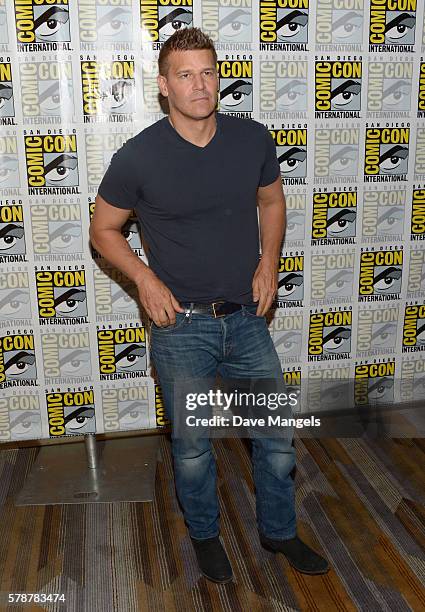 Actor David Boreanaz attends Comic-Con International 2016 "Bones" press line at Hilton Bayfront on July 22, 2016 in San Diego, California.